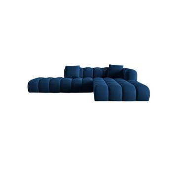Hoekbank donkerblauw velvet groot beschikbaar voor biedingen