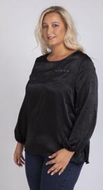 Nieuwe, zwarte satijnen blouse, bloes plus size, Nieuw, Ophalen of Verzenden, Maat 46/48 (XL) of groter, Zwart