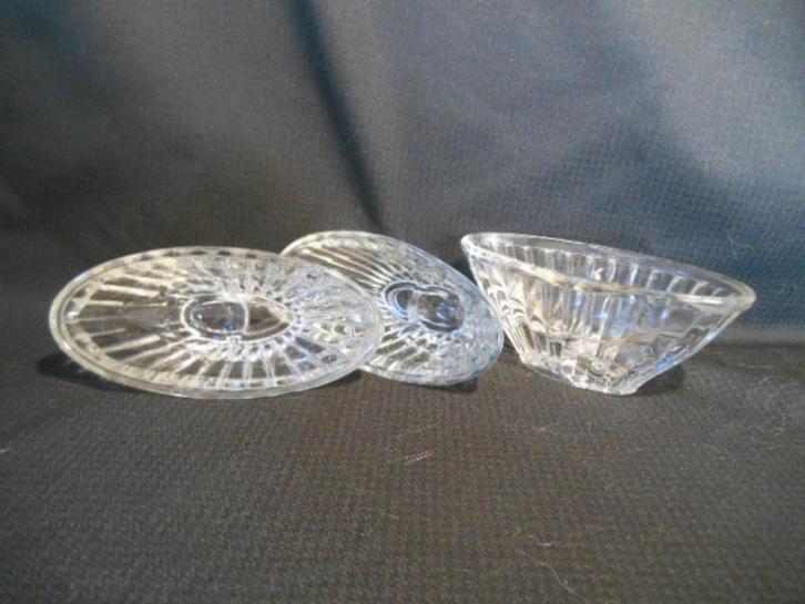 Persglazen schaaltje/ bakje LEERDAM?? 3 stuks, Antiek en Kunst, Curiosa en Brocante, Ophalen of Verzenden