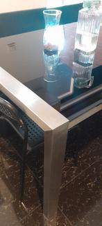 Zwarte glazen eettafel 180x90cm, Huis en Inrichting, Tafels | Eettafels, Ophalen, Gebruikt, 50 tot 100 cm, Vijf personen of meer