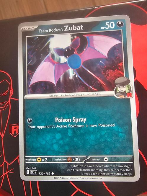 Pokémon kaart - Destined Rivals - Team Rocket's Zubat, Hobby en Vrije tijd, Verzamelkaartspellen | Pokémon, Nieuw, Losse kaart