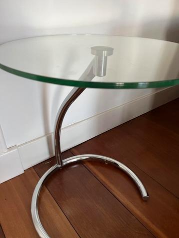 Design bijzettafel salontafel tafeltje glas en chroom rond beschikbaar voor biedingen