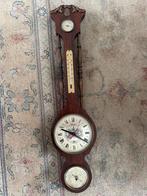 Klassiek houten weerstation met barometer en hygrometer, Ophalen of Verzenden, Gebruikt, Weerstation