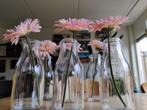 6 Ikea vaasje met plastic gerbera, Overige kleuren, Ophalen of Verzenden, Minder dan 50 cm, Glas