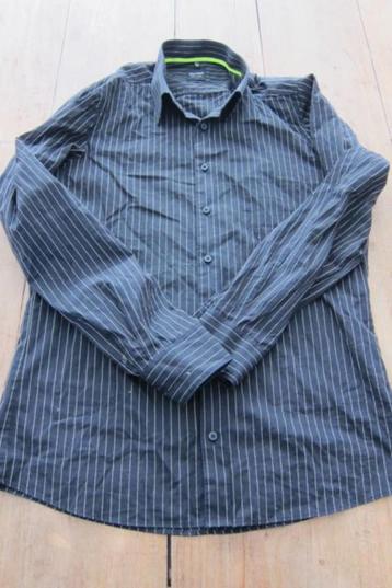 Olymp blouse overhemd zwart geel streepje body fit 40  beschikbaar voor biedingen