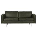 WOOOD Bank Indy 2,5 zits en hocker leatherlook warmgroen, Huis en Inrichting, Banken | Bankstellen, Ophalen, Gebruikt, 75 tot 100 cm