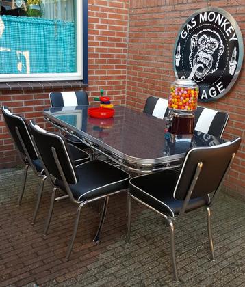FIFTIES SIXTIES AMERIKAANSE BEL AIR DINER STOELEN MET TAFEL  beschikbaar voor biedingen