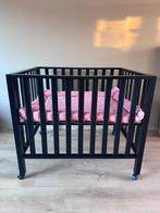 Babybox Zwart - Childhome - Goede staat, Kinderen en Baby's, Boxen, Ophalen, Zo goed als nieuw, Rechthoekig, In hoogte verstelbaar