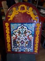 Antieke Achterplaat met Tegels en Cherubijnen 70 x 97 cm, Ophalen