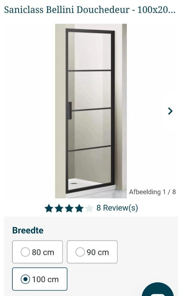Saniclass Bellini douchedeur 90x100, Doe-het-zelf en Verbouw, Sanitair, Nieuw, Douche, Ophalen
