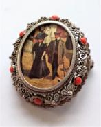 Prachtige antieke filigrain broche / hanger met een oude fot, Ophalen, Zilver