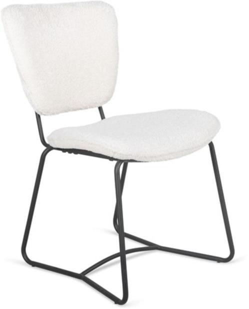 Eetkamerstoel Amy stof bouclé ivoor | Webshop, Huis en Inrichting, Stoelen, Nieuw, Metaal, Stof, Overige kleuren, Ophalen of Verzenden