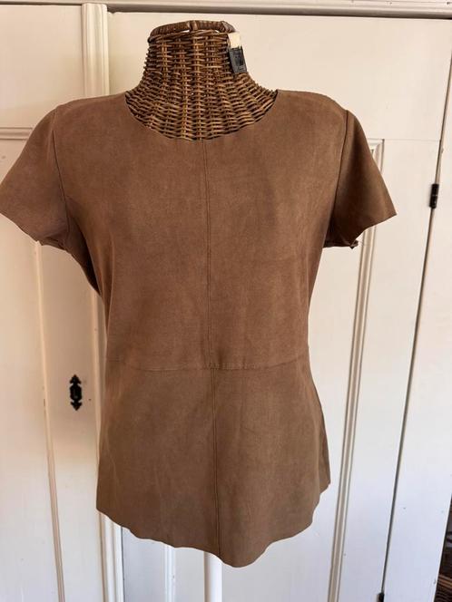 Top in suède van The Sting - L, Kleding | Dames, Tops, Zo goed als nieuw, Maat 42/44 (L), Bruin, Korte mouw, Ophalen of Verzenden