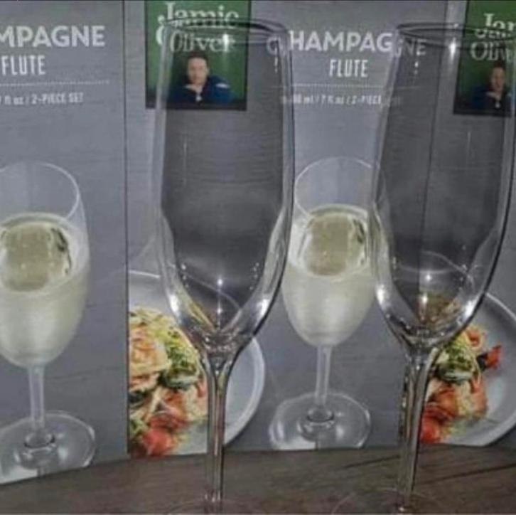 Jamie Oliver Champagneglazen - Set van 2, Huis en Inrichting, Keuken | Servies, Nieuw, Glas of Glazen, Effen, Glas, Ophalen of Verzenden