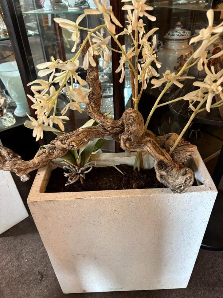 2 x granietenbakken met kunststof planten en meer bomen enz, Huis en Inrichting, Woonaccessoires | Kunstplanten en Kunstbloemen