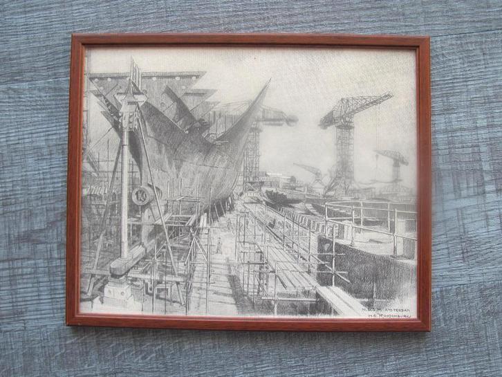 NDSM Amsterdam - H.E. Roodenburg, Verzamelen, Foto's en Prenten, Zo goed als nieuw, Prent, Overige onderwerpen, 1940 tot 1960