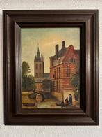J.W.Schipper: Oud - Delfts grachtenplaatje uit 1982., Antiek en Kunst, Kunst | Schilderijen | Klassiek, Ophalen