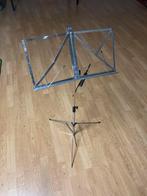 Muziekstandaard - Zilverkleurig, Verstelbaar, Muziek en Instrumenten, Standaards, Ophalen of Verzenden, Gebruikt, Muziekstandaard