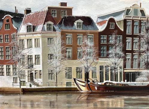 Lois Kapr (1922-2007) - Brouwersgracht te Amsterdam, Antiek en Kunst, Kunst | Schilderijen | Klassiek, Ophalen of Verzenden