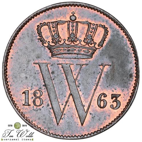 Nederland 1 Cent 1863 - FDC, Postzegels en Munten, Munten | Nederland, Losse munt, 1 cent, Koning Willem III, Ophalen of Verzenden