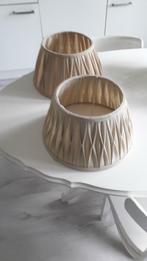 2 lampenkapjes beige linnen bekleding, Huis en Inrichting, Lampen | Lampenkappen, Gebruikt, Beige, Rond, Ophalen of Verzenden