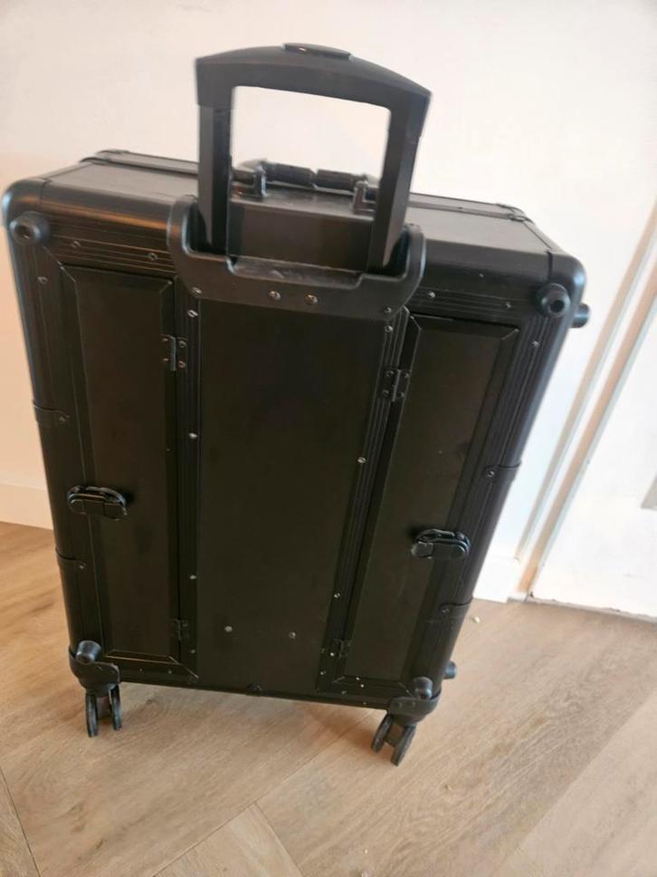 Schminkkoffer met Spiegel - Zwart, Sieraden, Tassen en Uiterlijk, Beautycases, Gebruikt, Hardcase, Zwart, Met slot, Met spiegeltje(s)