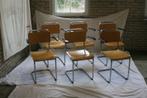 6 Mat Chroom Dutch Originals Gispen 201 Stoelen Beuken, Ophalen, Zo goed als nieuw, Design Klassiekers, Vijf, Zes of meer stoelen