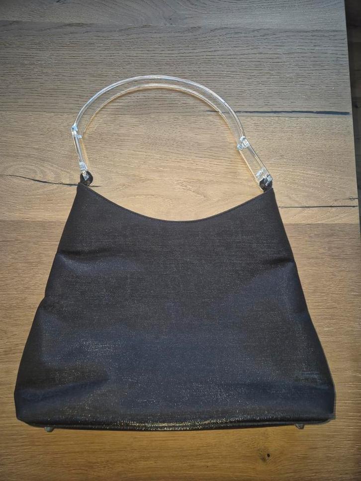 Abro Zwarte Handtas met Doorzichtig Handvat, Sieraden, Tassen en Uiterlijk, Tassen | Damestassen, Zo goed als nieuw, Handtas, Zwart