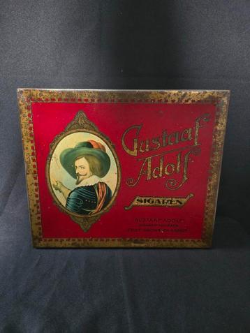 Antiek oud GROOT sigarenblik, Gustaaf Adolf, toonbank blik beschikbaar voor biedingen