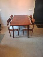 vintage awa eetkamerset . 4 stoelen en verlengbare tafel, Ophalen of Verzenden, Gebruikt, Vintage dutch design, 4 tot 6 stoelen