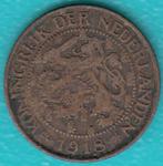 Nederland 1 cent 1918 Wilhelmina, Sch. 981 in munthouder, Postzegels en Munten, Munten | Nederland, Ophalen of Verzenden, Koningin Wilhelmina
