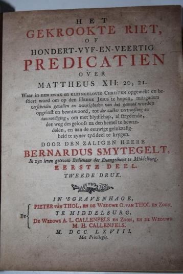 Bernardus Smytegelt - Het gekrookte riet, deel 1 (1768)  beschikbaar voor biedingen