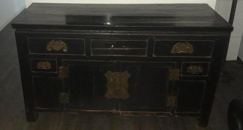PRACHTIG ZWART HOUTEN DRESSOIR, Huis en Inrichting, Kasten | Dressoirs, Gebruikt, 100 tot 150 cm, 50 tot 75 cm, Met lade(s), Met deur(en)