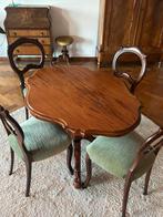 Antieke tafel met 4 orginele Biedermeier stoelen, Ophalen