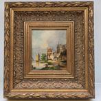 Hollands riviergezicht – E. Versteegh – olieverf op paneel, Antiek en Kunst, Kunst | Schilderijen | Klassiek, Ophalen