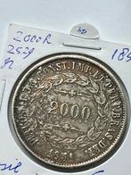 Brazilië schitterende 2000 reis 1851, Zilver, Ophalen of Verzenden, Zuid-Amerika, Losse munt