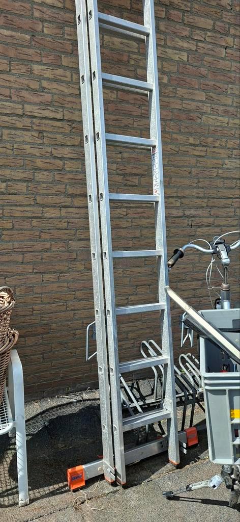 Krause ladder schuifladder twee hoge delen, Doe-het-zelf en Verbouw, Ladders en Trappen, Gebruikt, Minder dan 2 meter, Ophalen