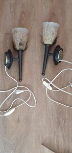 2 wandlampjes als torch 28 cm., Huis en Inrichting, Lampen | Wandlampen, Ophalen of Verzenden, Gebruikt, Glas