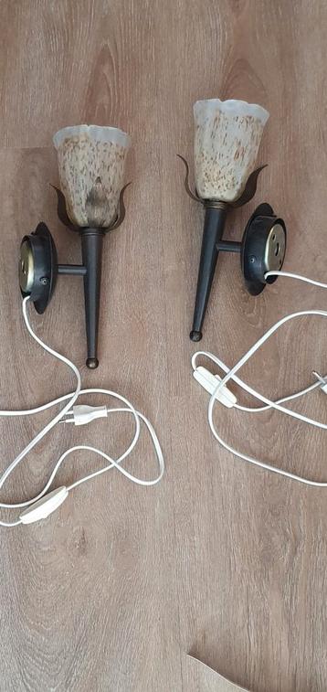 2 wandlampjes als torch 28 cm. beschikbaar voor biedingen
