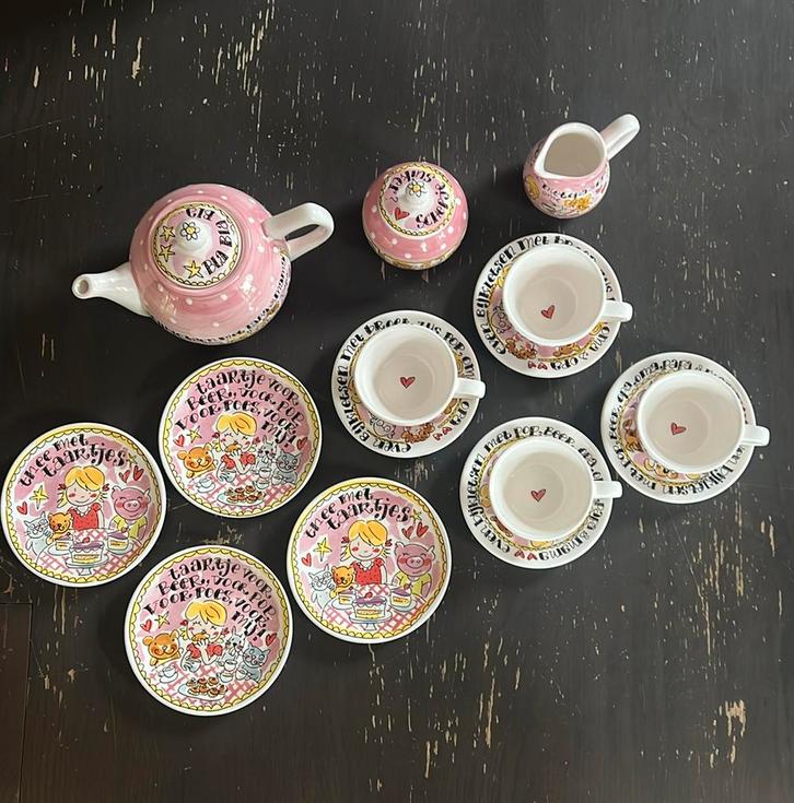 Kinderservies pop & beer blond Amsterdam compleet in doos, Antiek en Kunst, Antiek | Servies compleet, Ophalen of Verzenden