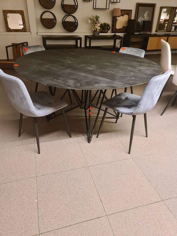 Nieuwe icathcers Beluga eettafel rond 150cm zwart mangohout, Huis en Inrichting, Woonaccessoires | Overige, Nieuw, Ophalen