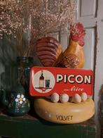 Oud reclamebord uit ca 1950 gemerkt Picon met bier, Ophalen of Verzenden, Zo goed als nieuw, Reclamebord