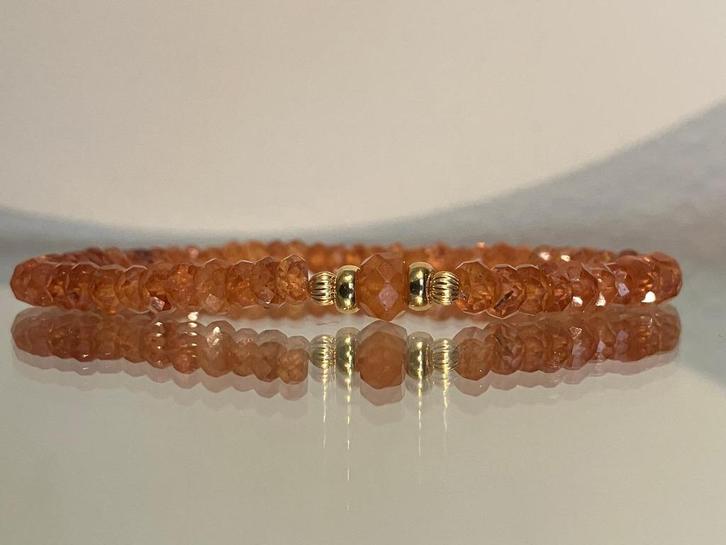 Edelsteen armband van mandarijn granaat, Sieraden, Tassen en Uiterlijk, Edelstenen, Nieuw, Verzenden