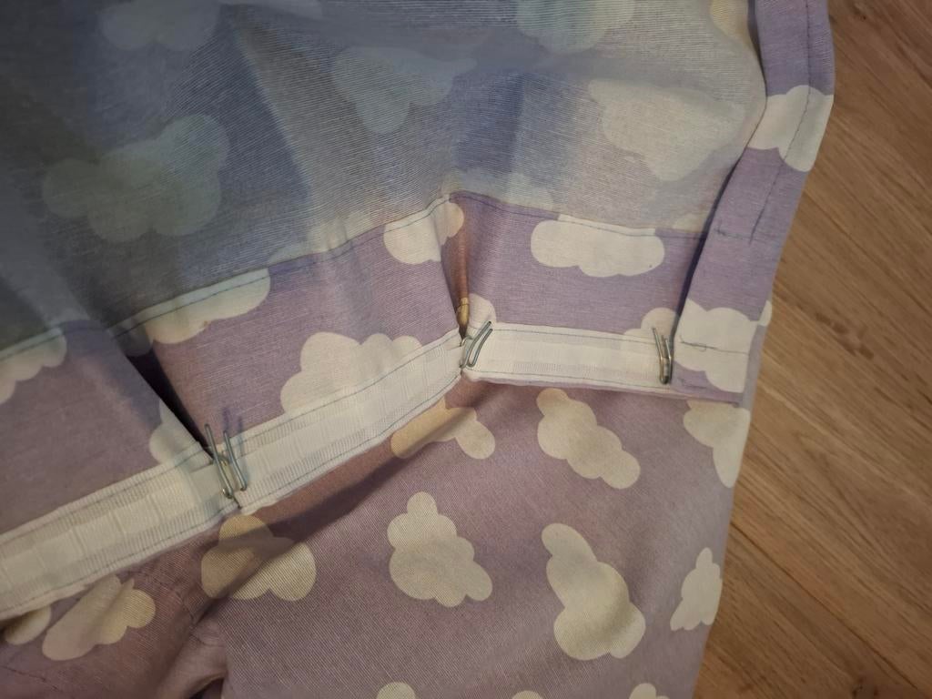 Twee leuke gordijnen met wolkenprint, Ophalen, Blauw, 100 tot 150 cm, 150 tot 200 cm