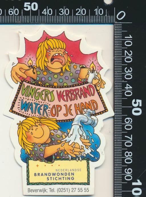 Sticker: Nederlandse Brandwonden Stichting - Vingers, Verzamelen, Stickers, Zo goed als nieuw, Bedrijf of Vereniging, Verzenden