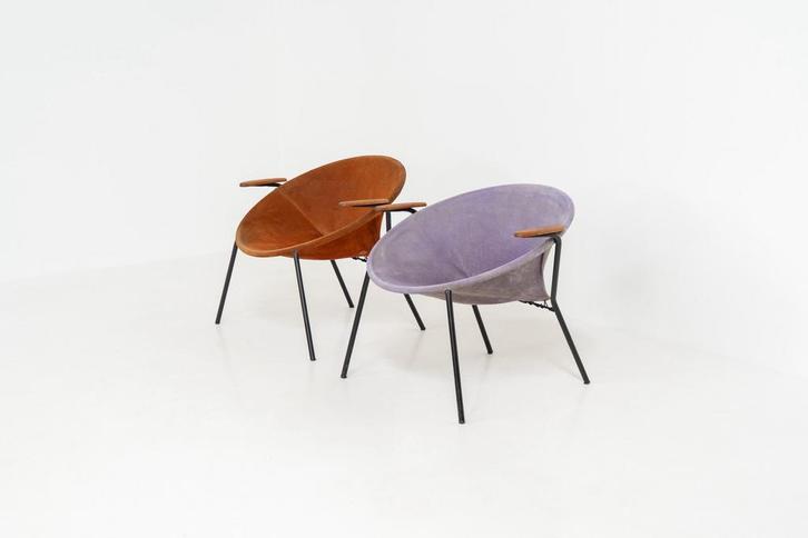 Paar vintage "Balloon" stoelen van Hans Olsen voor Lea, Huis en Inrichting, Fauteuils, Zo goed als nieuw, 50 tot 75 cm, Minder dan 75 cm