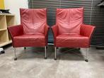 Montis Chaplin Lederen Fauteuils - Set van 2, Huis en Inrichting, Fauteuils, Ophalen, Gebruikt, Minder dan 75 cm, Leer