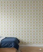 14123 retro medaillon vintage wallpaper oker groen swiet, Huis en Inrichting, Verzenden, 75 m² of meer, Groen
