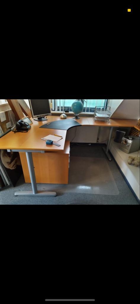 Hoekbureau Ikea Galant incl lade, Huis en Inrichting, Bureaus, Gebruikt, Bureau, In hoogte verstelbaar, Ophalen