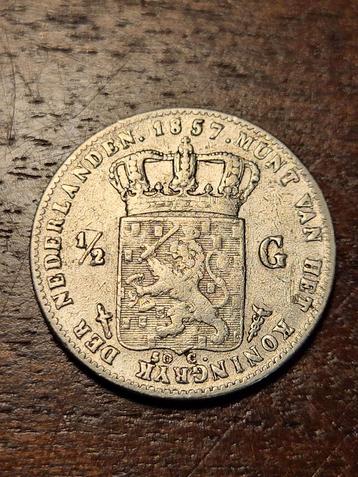 1857 Nederland 1/2 Gulden - Willem III beschikbaar voor biedingen